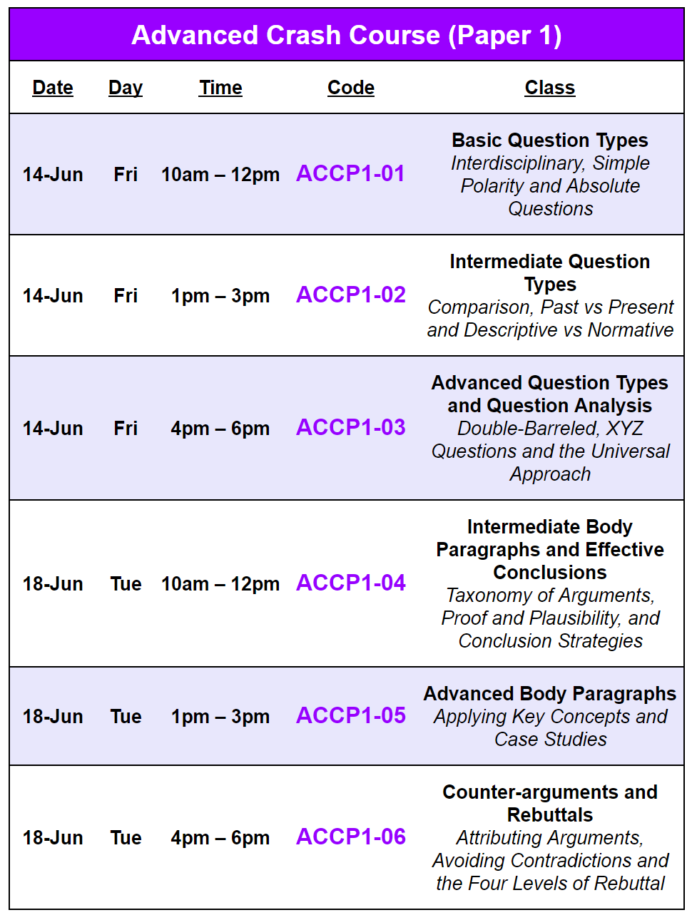 MMS GP 2024 June Holiday Advanced Crash Course Paper 1 Schedule v2